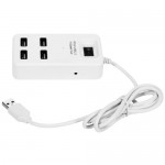 USB 2.0 Portable 4 Port HUB High Speed with Cable On/Off Switch P-1601 - White
